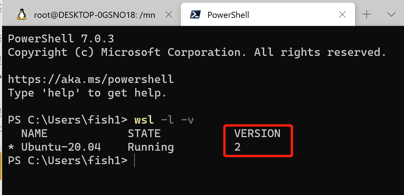 show wsl version